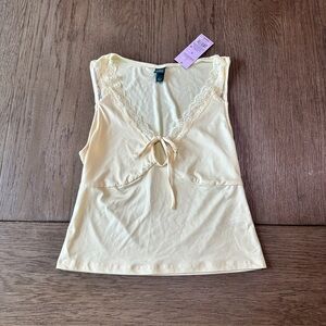 Wild Fable V-Neck Lace Trim Tank Top Size Small Yellow